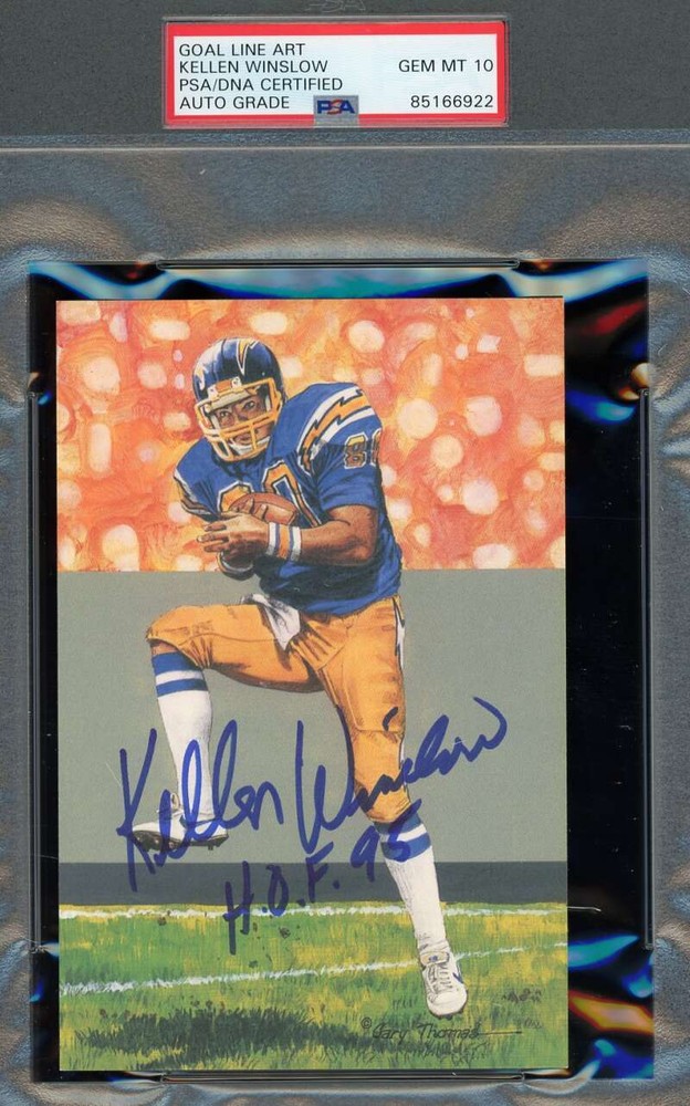 Kellen Winslow Gem Mint 10 PSA DNA Signed Goal Line Art Card GLAC Autograph