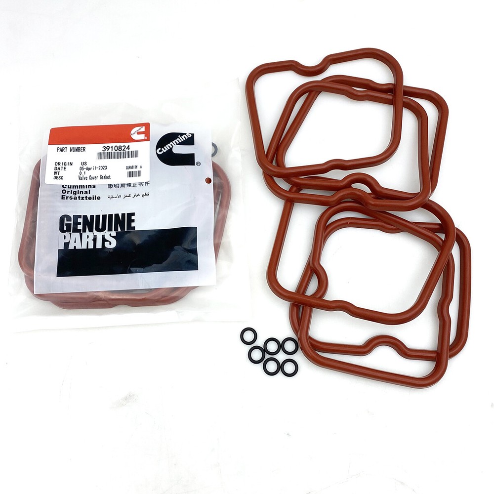 6PCS Valve Cover Gasket w/ Seals For Dodge Cummins 1989-1998 12V 6B 6BT 5.9L