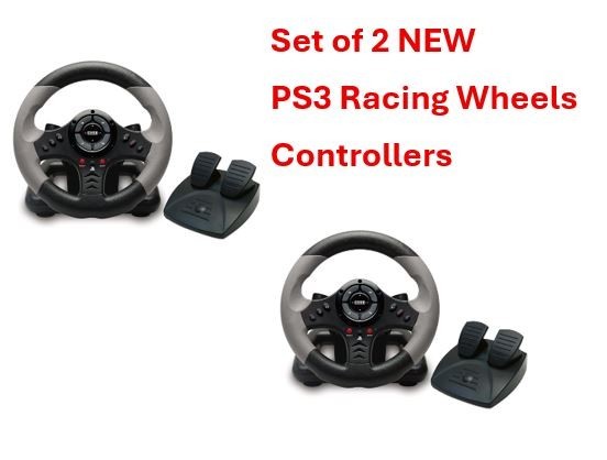 2 PS3 Steering Wheel Controllers HORI Racing Wheel 3 UHP3-70 W/ Foot Pedals