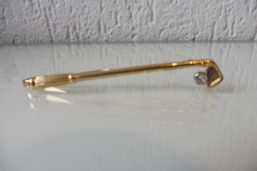 Pierre Lang Gold-Plated Golf Club Tie Clip with Accent Stone