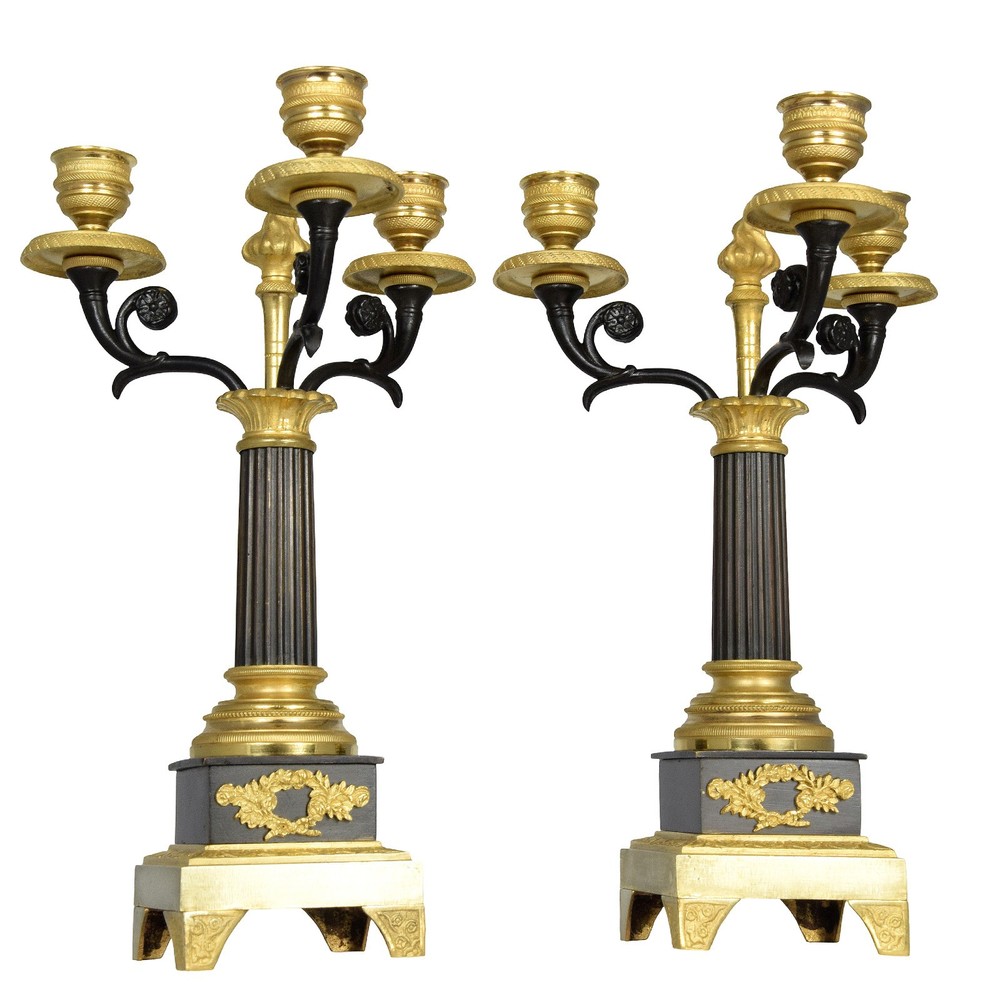 Candelabra period 1820 19th French bronze candlestic empire Antique Restored