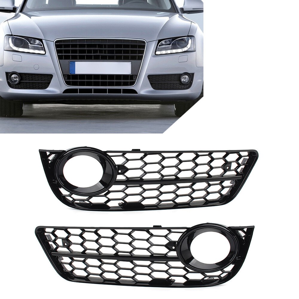 Front Bumper Fog Light Honeycomb Mesh Grille Cover Black For Audi A5 2008-11