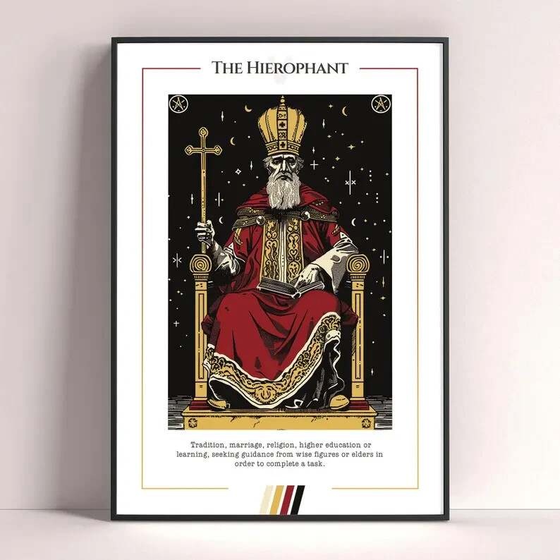 Hierophant Tarot Card Art Print Digital Download Tarot Poster