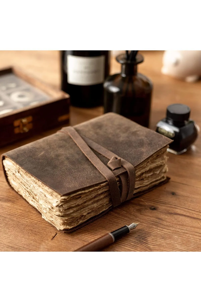 Vintage Parchment Souvenir Notebook and Journal for Memoirs