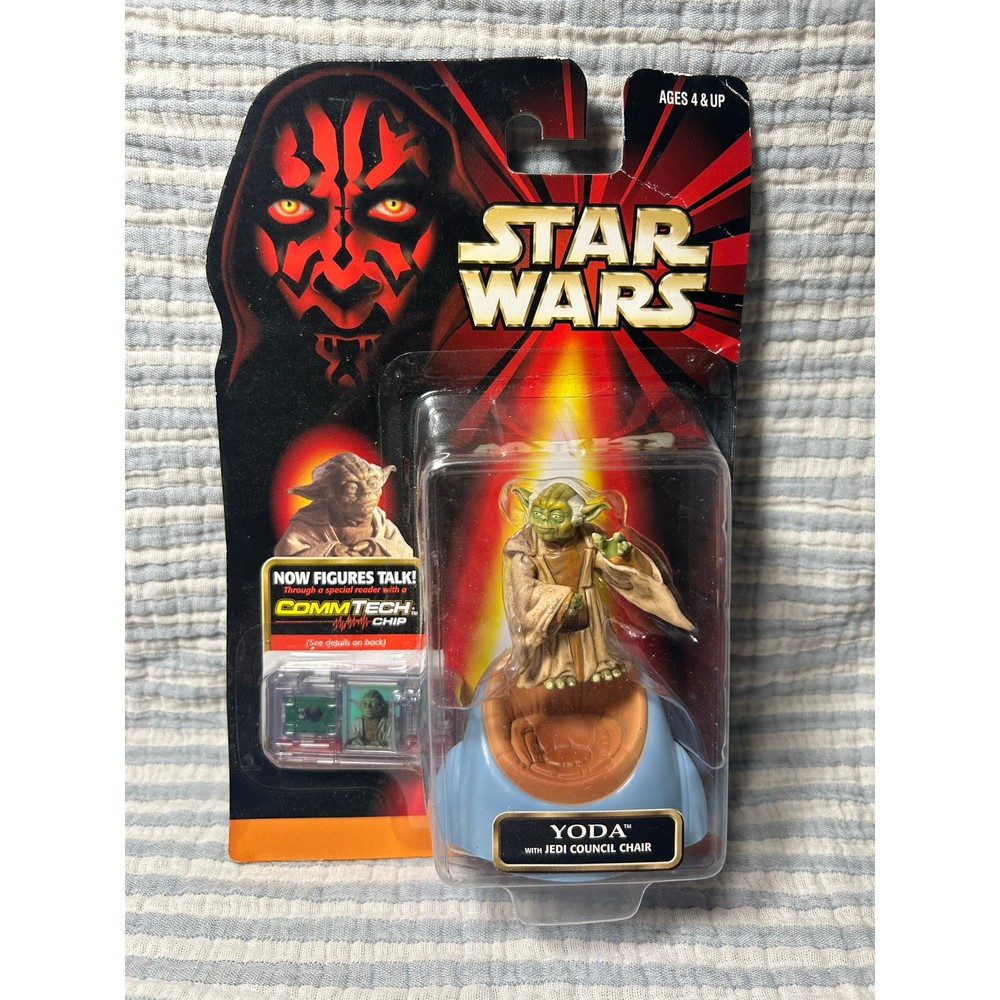 Star Wars Phantom Menace Yoda Action Figure Commtech Chip 1998
