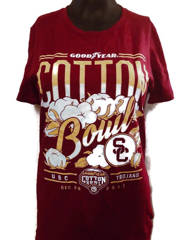 2017 USC Good Year Cotton Bowl Trojans Game Football Women Tee Shirt  New Large-image