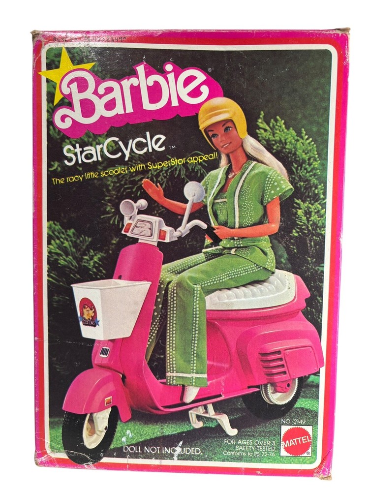 1978 Vintage Barbie StarCycle Scooter Moped w/ Helmet NOB #2149