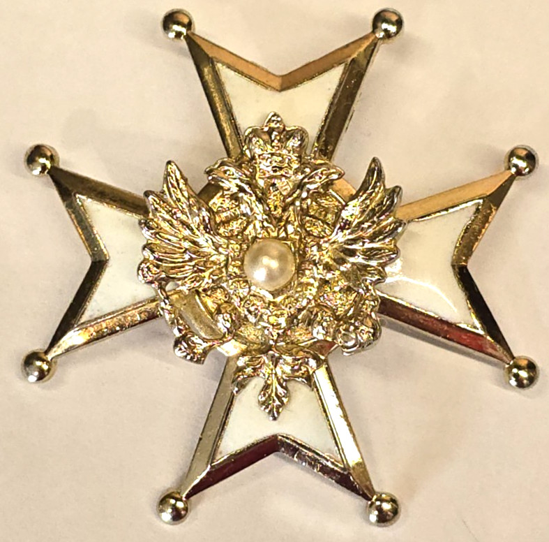 Vintage Coro Gold Tone Enameled Maltese Cross Brooch Imperial Phoenix