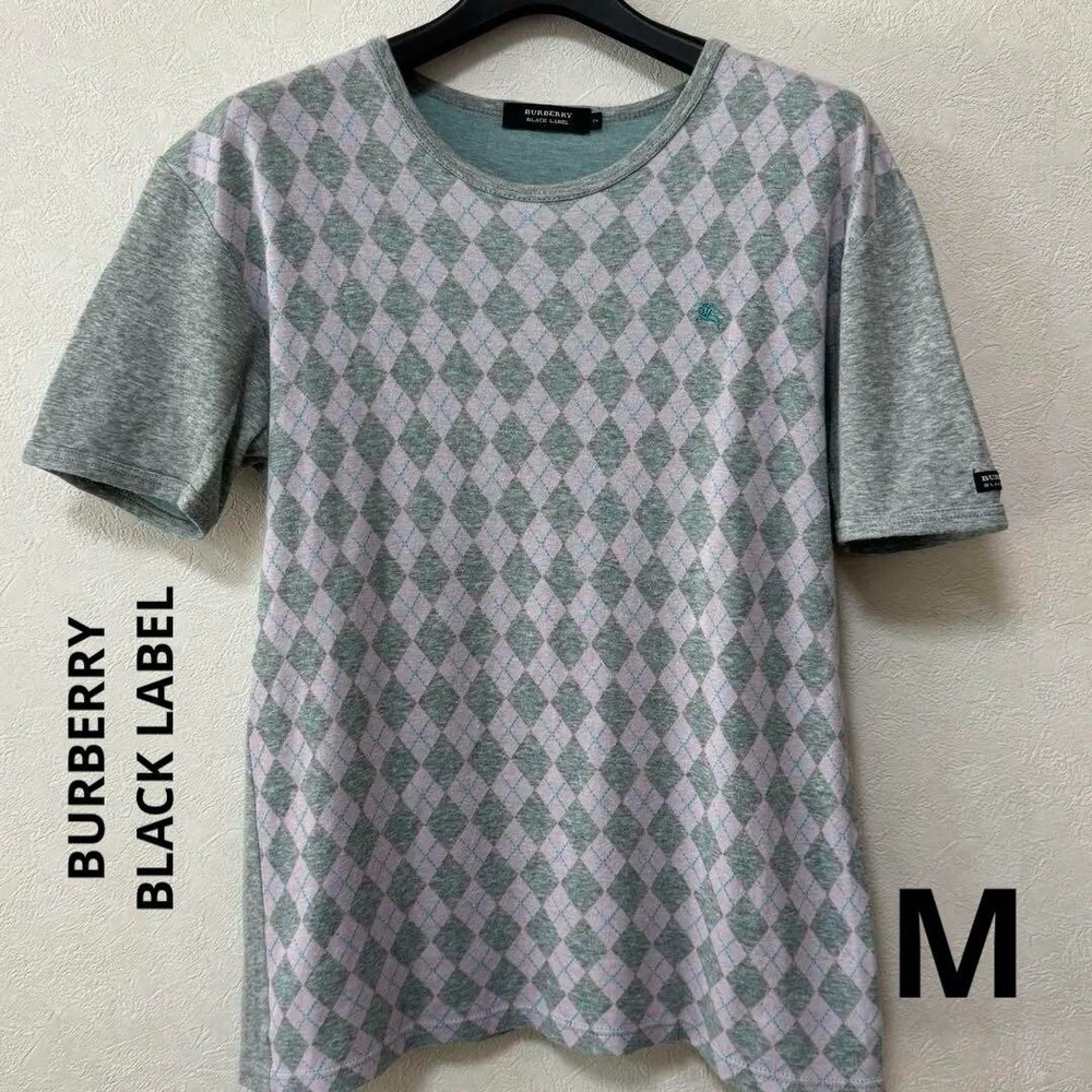 Burberry T-shirt Cut & Sewn Short Sleeve Gray Argyle Women Size 2/S-M Used