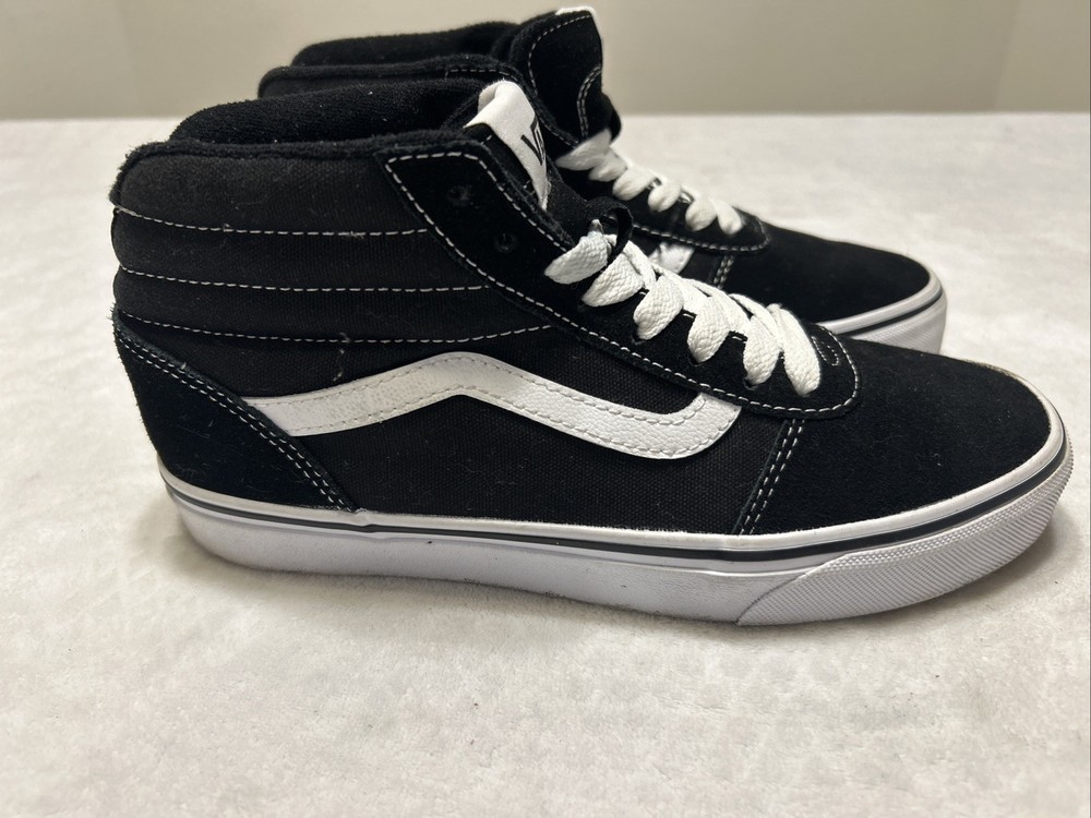 Vans Mens Black Suede Hi Top Skate Shoes Size 7 Off The Wall 500714