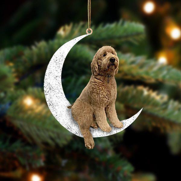 Goldendoodle Sit On The Moon Christmas Hanging Ornament