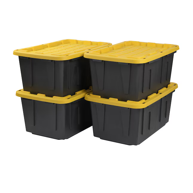 Project Source 4 -Pack Commander Large 27 -Gallons Black and Yellow heavy duty