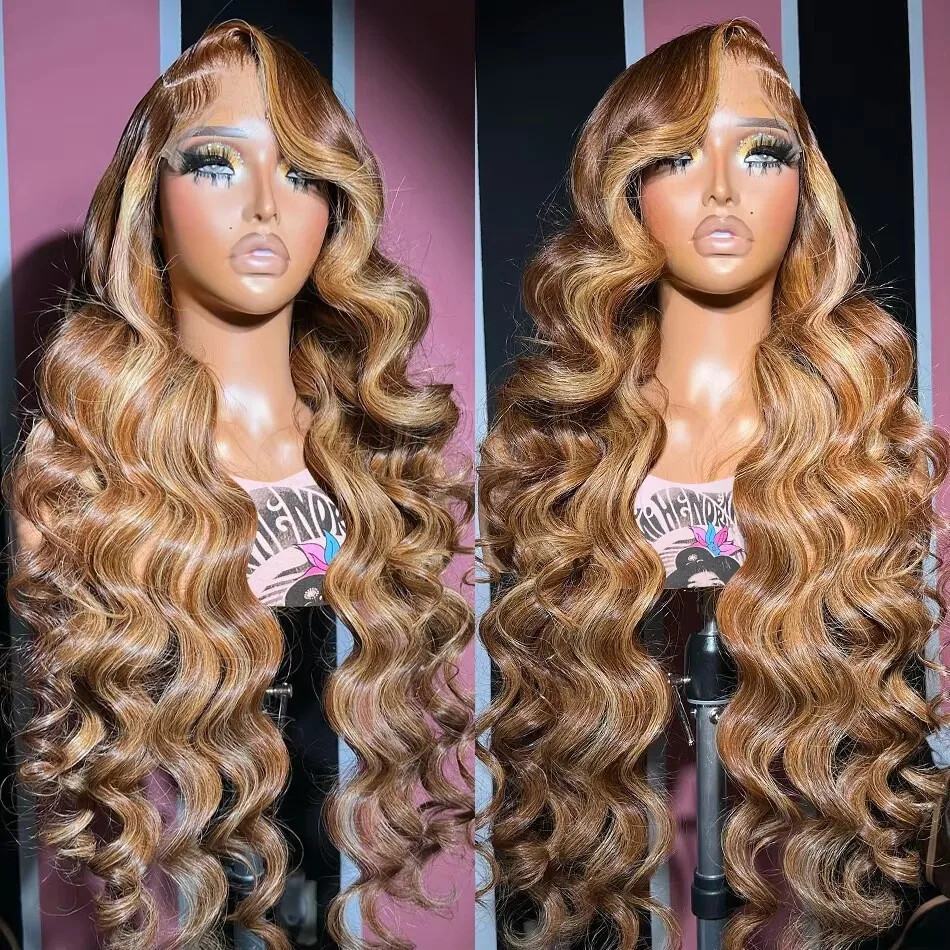Ombre Brown HD Lace Frontal Body Wave Wig 5x5 Closure Human Hair
