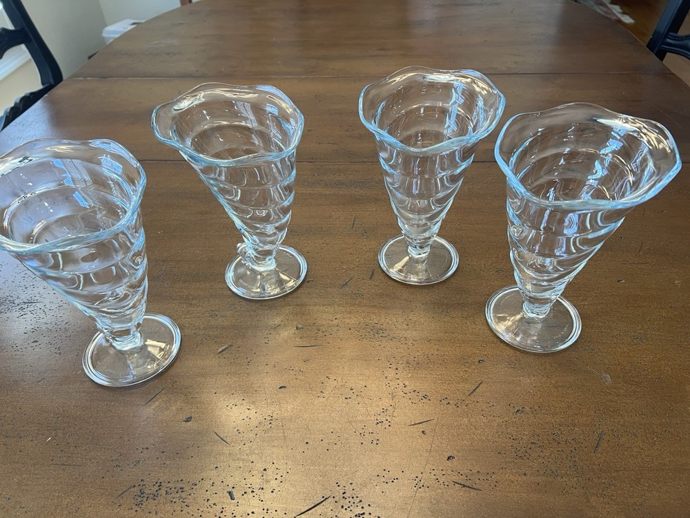 Vintage Bormioli Rocco Italian Gelato Sundae Glasses Set of 4