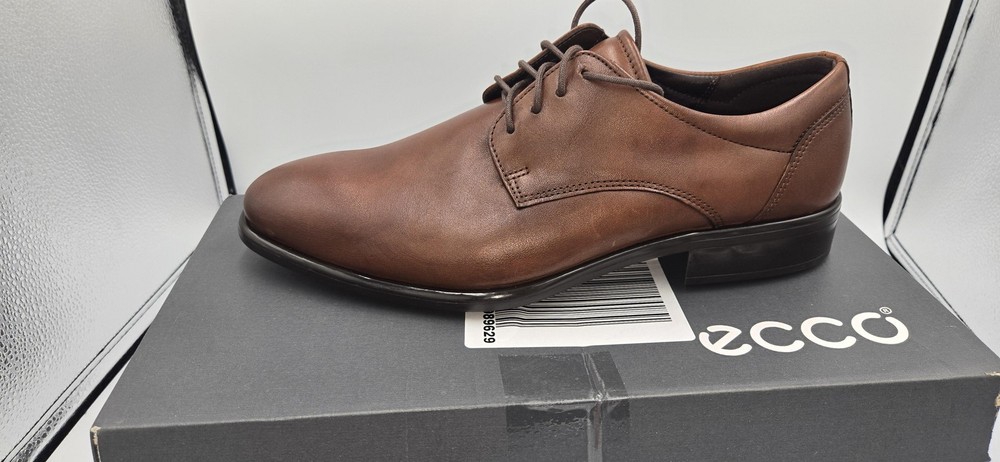 Ecco Dress Shoes Mens Size 8.5 Brown TrayTech Leather Oxford Comfort Business