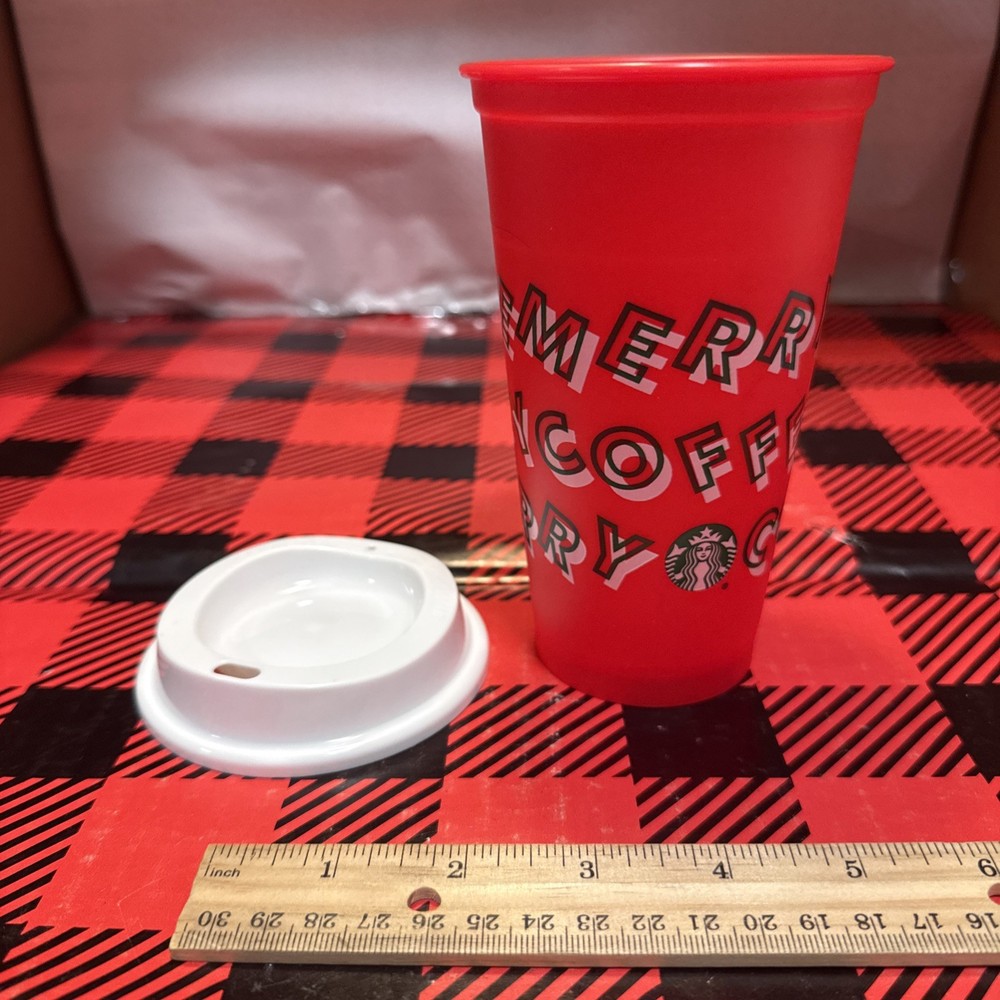 Starbucks 2019 Holiday Reusable Red Cup Day Grande 16oz BPA Free Plastic Coffee