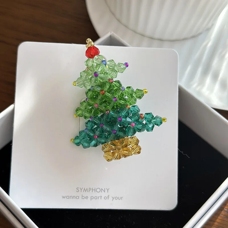 Christmas Collection Sparkling Crystal Colorful Christmas Tree Brooch Jewelry