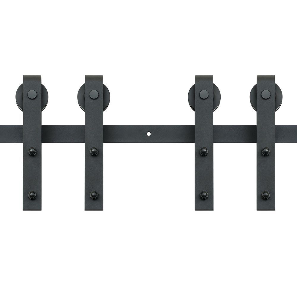 8FT Heavy Duty Sliding Barn Door Hardware Kit for Double Doors Up to 330LBS