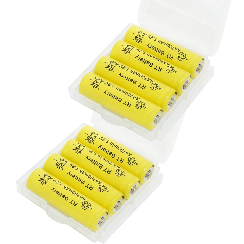 8Pcs 1.2v AA Rechargeable Battery 700mAh Ni-MH Batteries for Solar Lights + Box