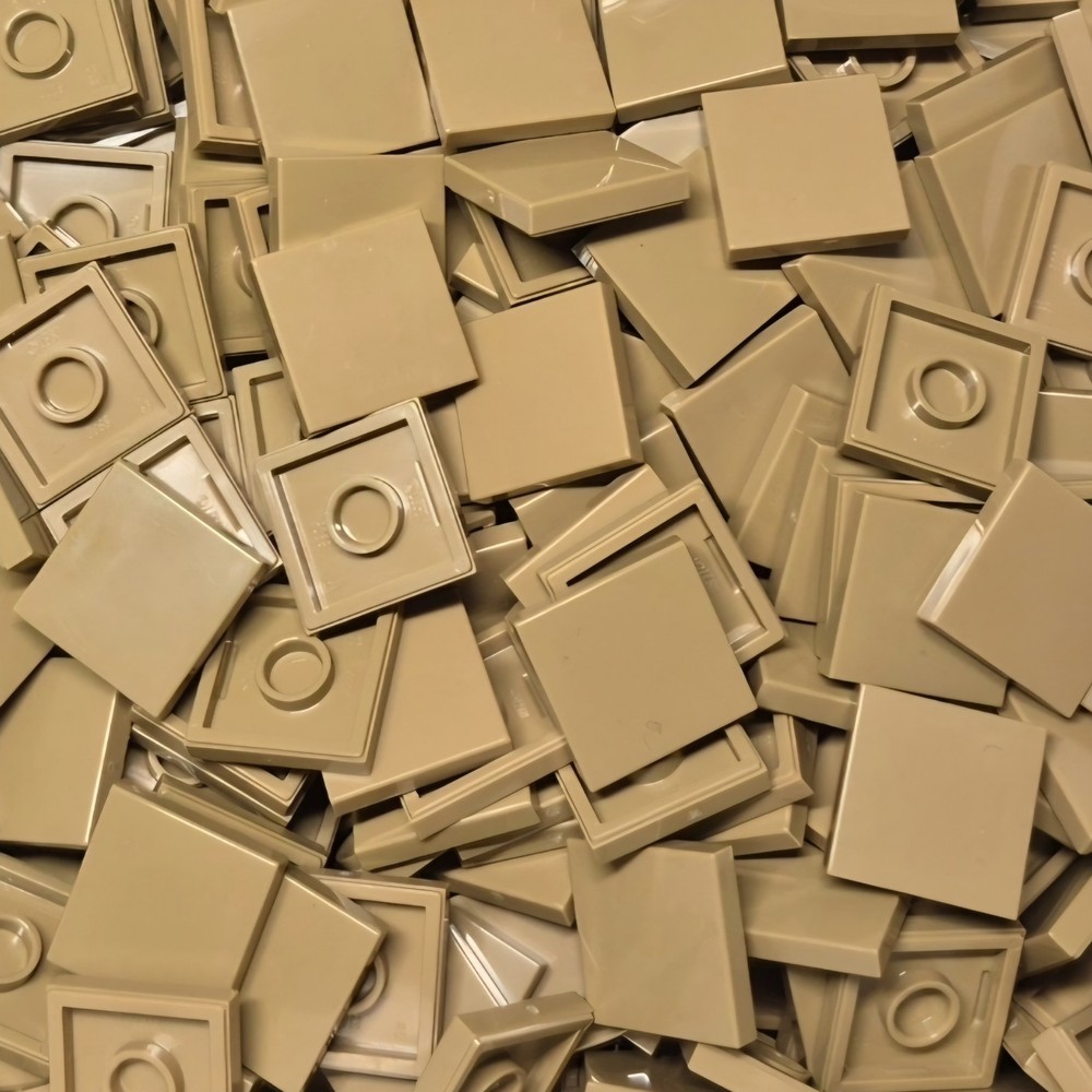 100x LEGO Dark Tan / Sand Yellow Flat Tile 2x2 With Groove 3068b