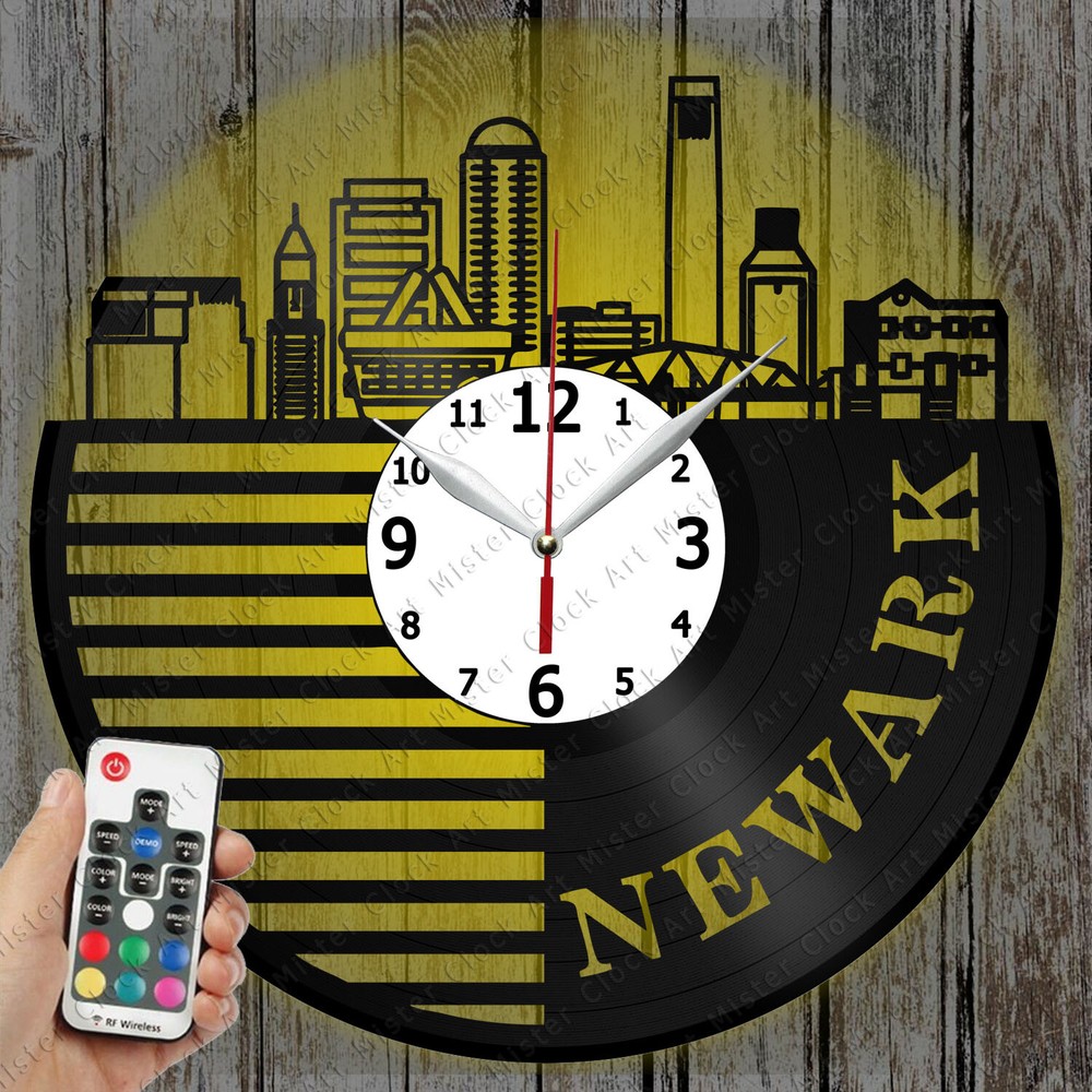 LED Clock Newark Skyline Record Clock Art Decor Original Gift 6564