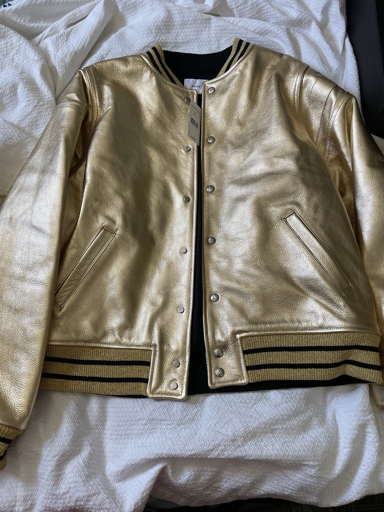 Rhude Gold Leather Jacket-New With Tags-Size XL