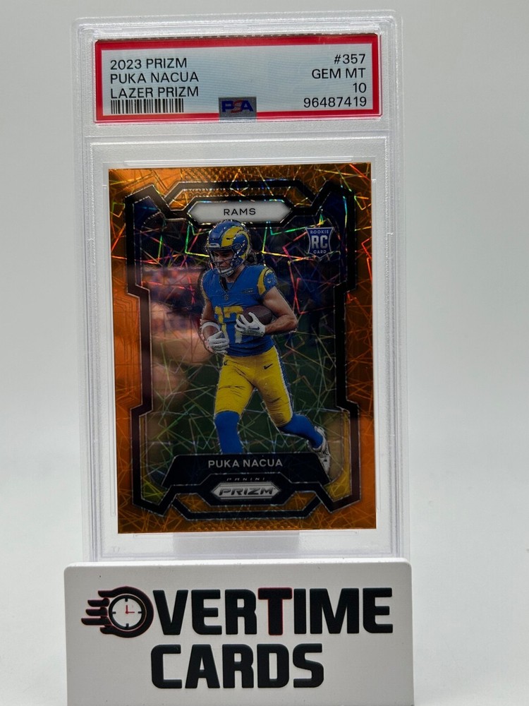 2023 Panini Prizm Puka Nacua #357 Orange Lazer Rookie RC PSA 10 Gem Mint Rams 🐏