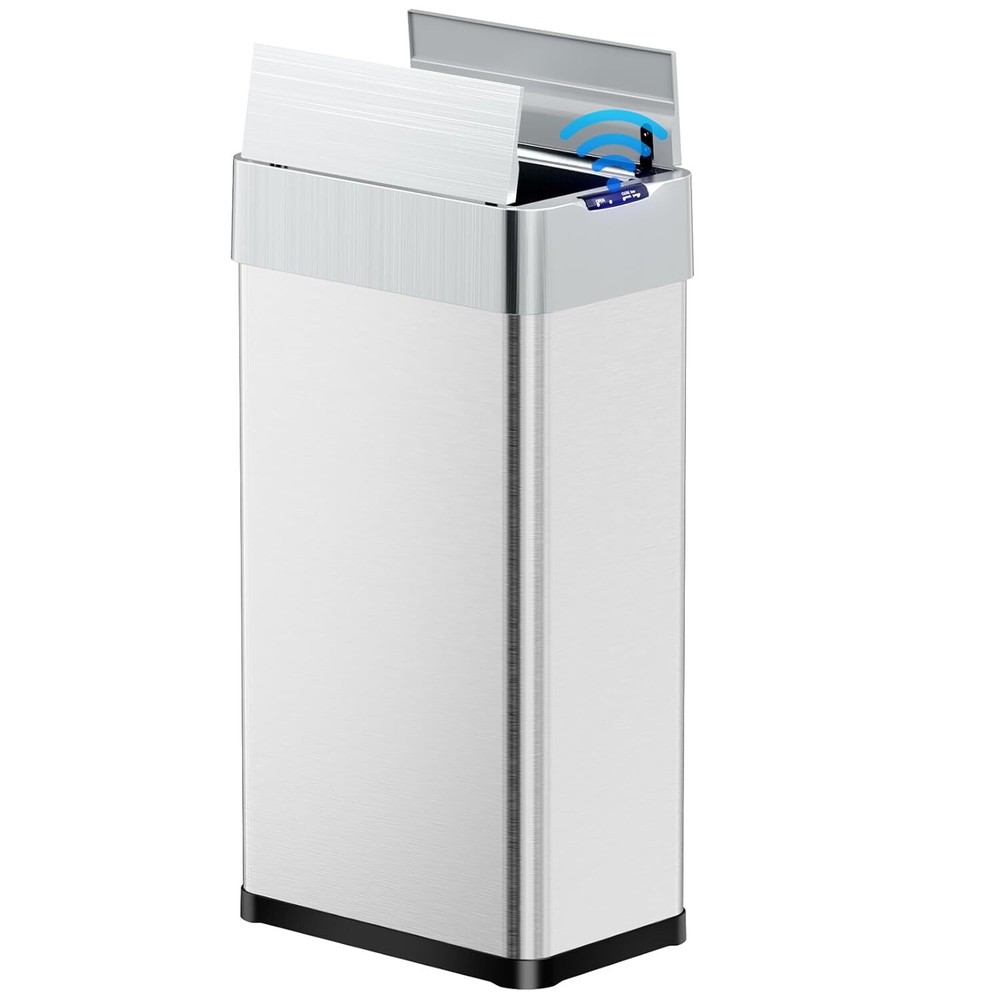 13.2 Gallon Motion Sensor Kitchen Trash Can Stainless Steel Garbage Bin Silver