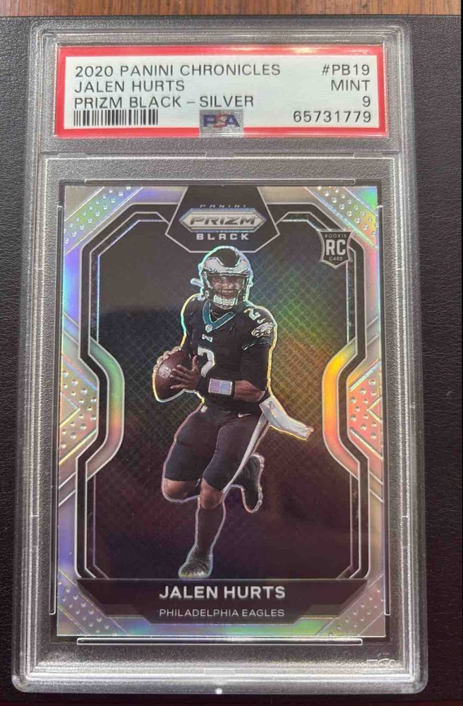 2020 Panini Chronicles Jalen Hurts #PB-19 Prizm Black Silver RC Eagles PSA 9