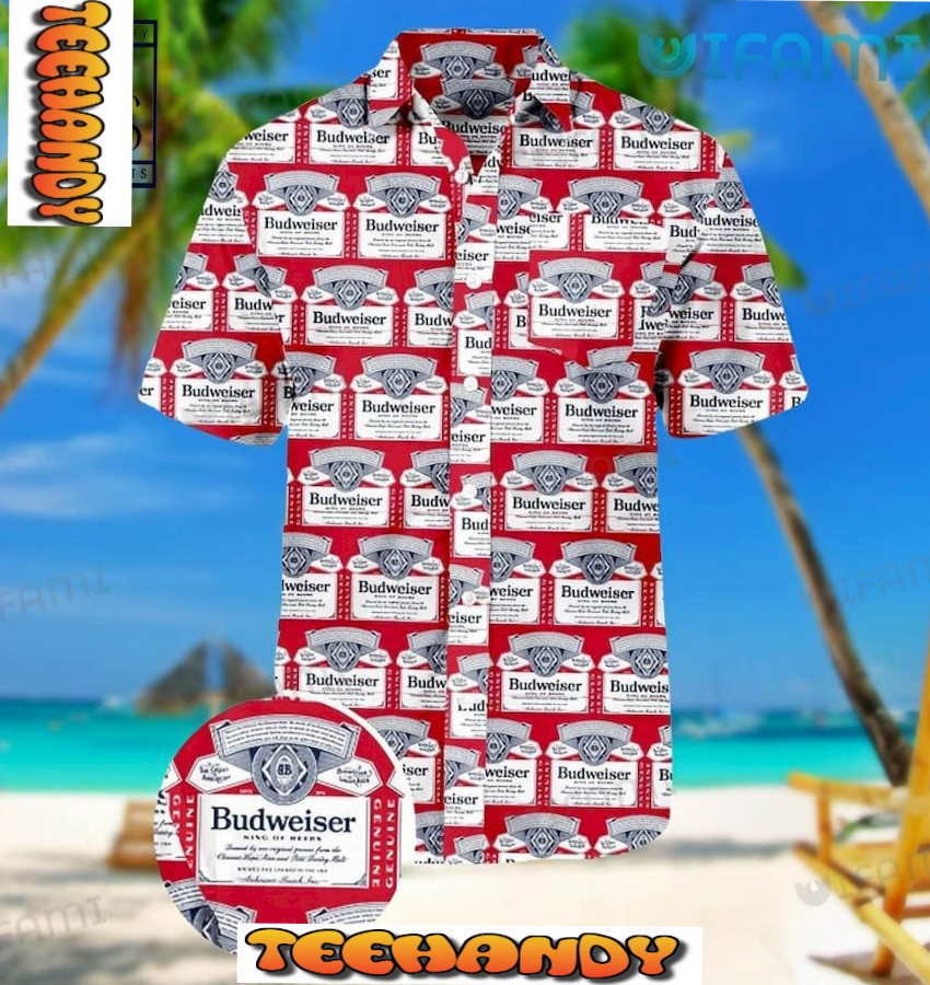Budweiser Beer 3D Hawaiian Shirt Short Sleeve Summer Beach S-5XL