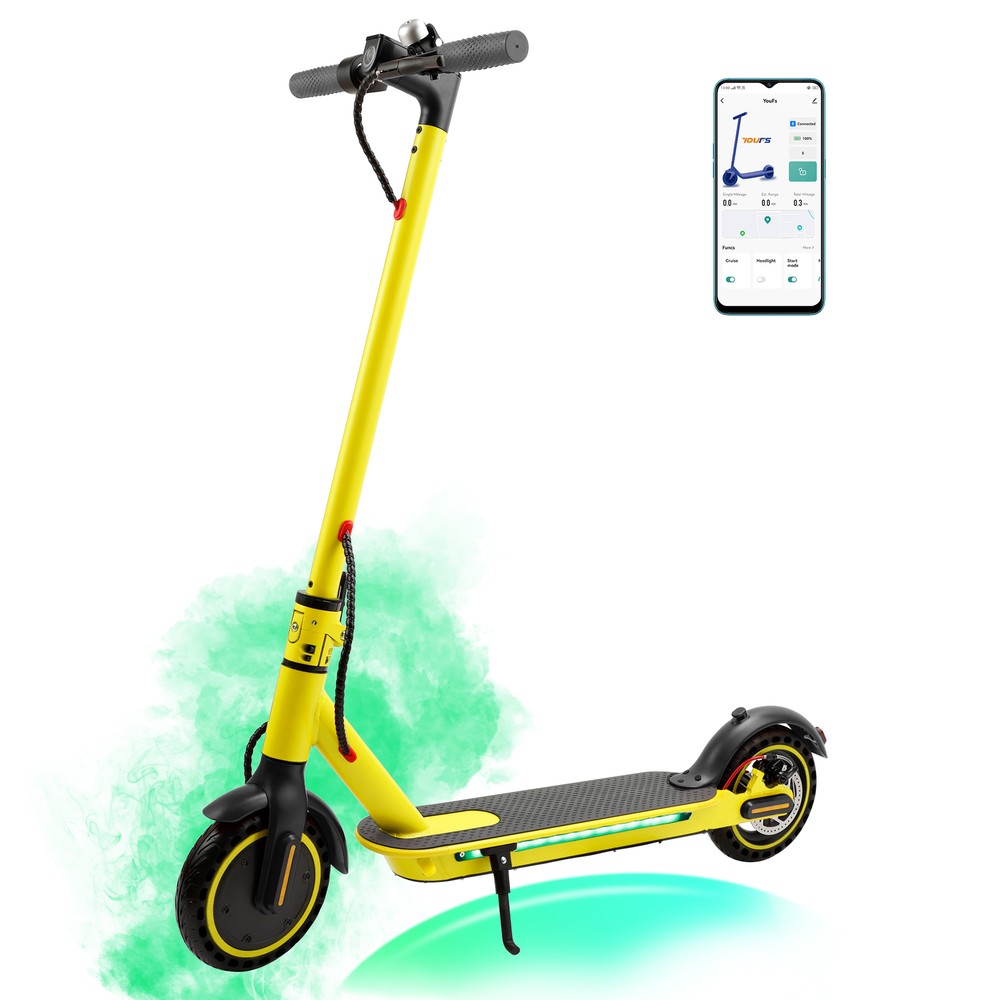 8.5 Folding Electric Scooter 350W 35KM Range 30km/h App Control City Commute Yellow