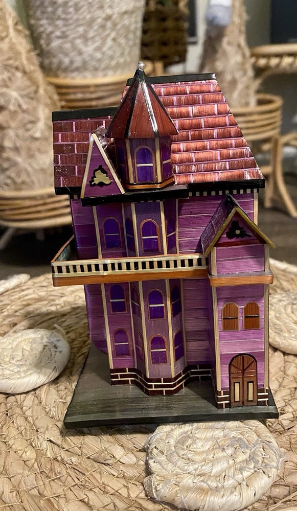 Vtg Balsa Wood Houses Straw Trinket Box Victorian Style Mini Ohio House