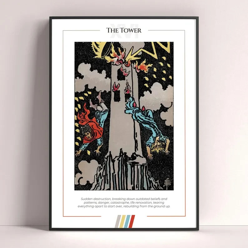 Tower Tarot Card Art Print Digital Download Tarot Poster