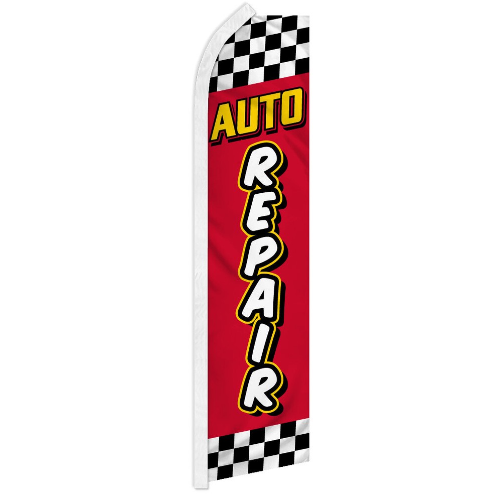 Auto Mechanic Advertising Swooper Feather Flutter Flag - Eye-Catching Red Design for Auto Repair Shops