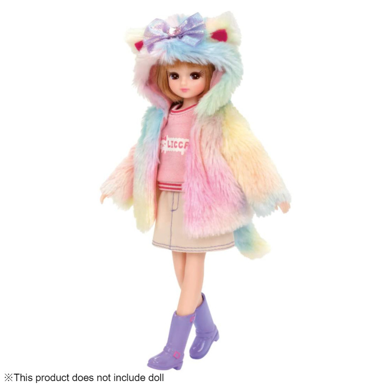 Clothes set TAKARA TOMY Licca doll LW-16 Mofumofu Colorful Cat Licca-chan