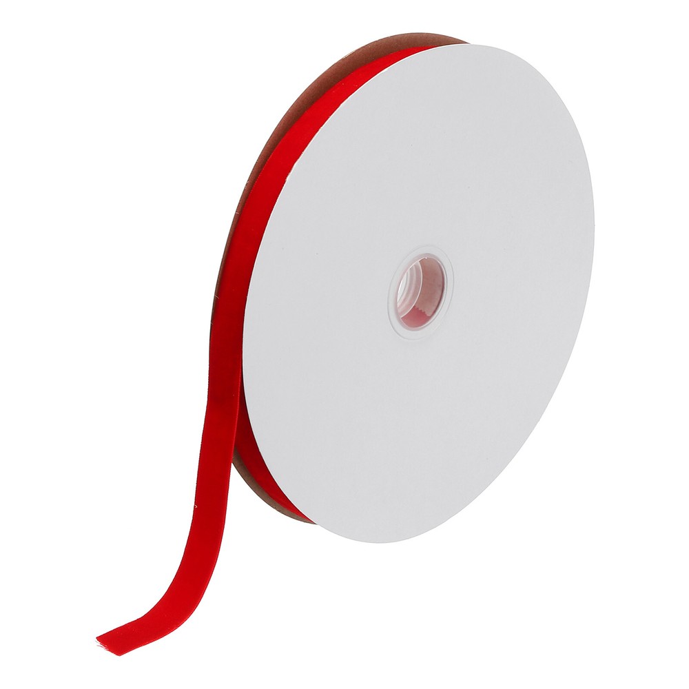 Velvet Ribbon 5/8 Inch x 25 Yard Single Face Spool Silky Velvet Fabric Red