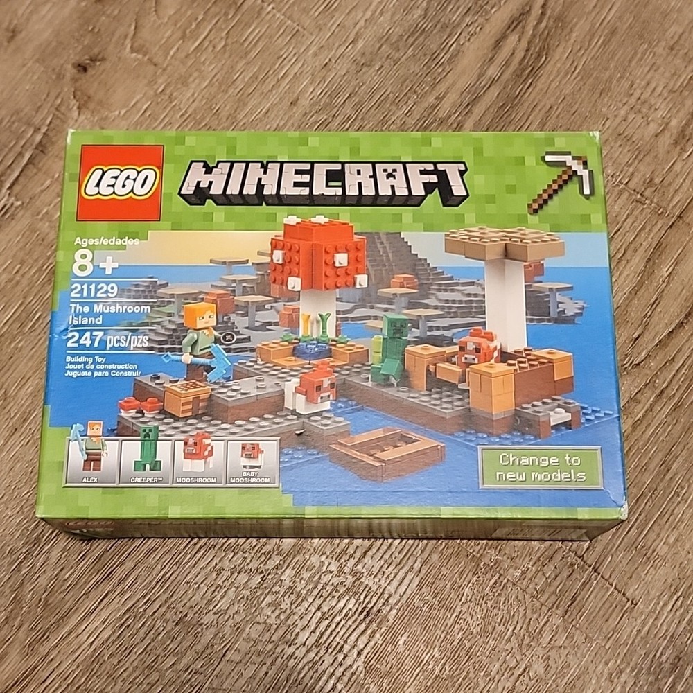 LEGO Minecraft Mushroom Island Set with Alex Creeper Mooshroom & Baby Figures New Sealed