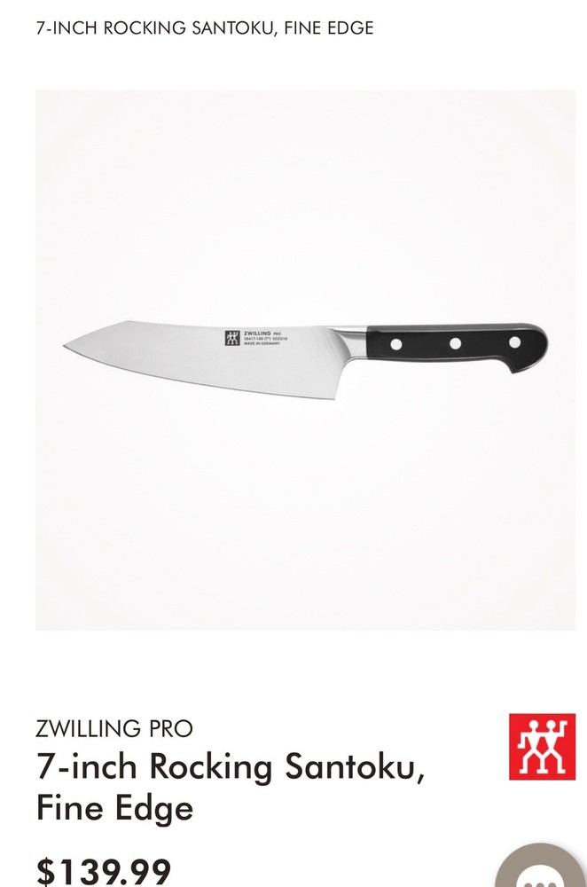 ZWILLING Pro 7-inch Hollow Edge Rocking Santoku Knife 38418-182