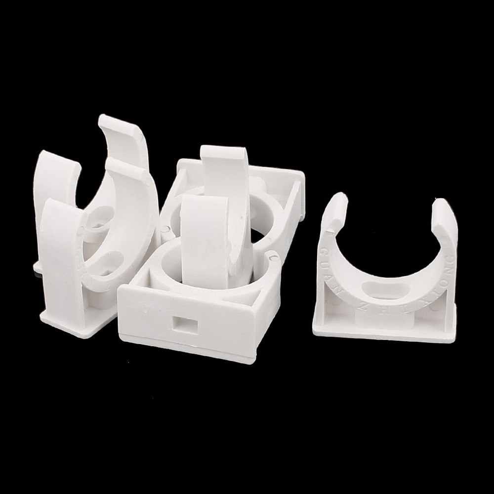 6 Pcs 30mm Diameter PVC Water Tube Pipe Clamps Clips Connectors White