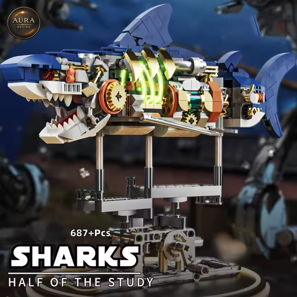 Mechanical Shark Building Blocks 24cm Construction Toy Creative Gift Idea