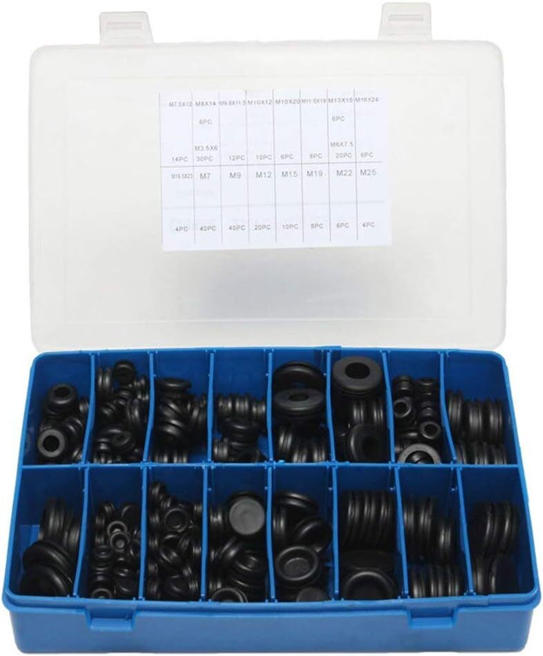 250-Piece Rubber Grommet Kit for Automotive Firewall & Hole Protection
