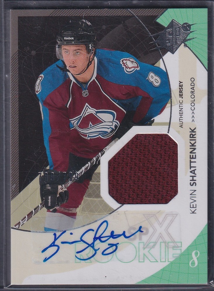 KEVIN SHATTENKIRK 2010 Upper Deck SPx Rookie Patch Auto #173 /799 Hockey Card