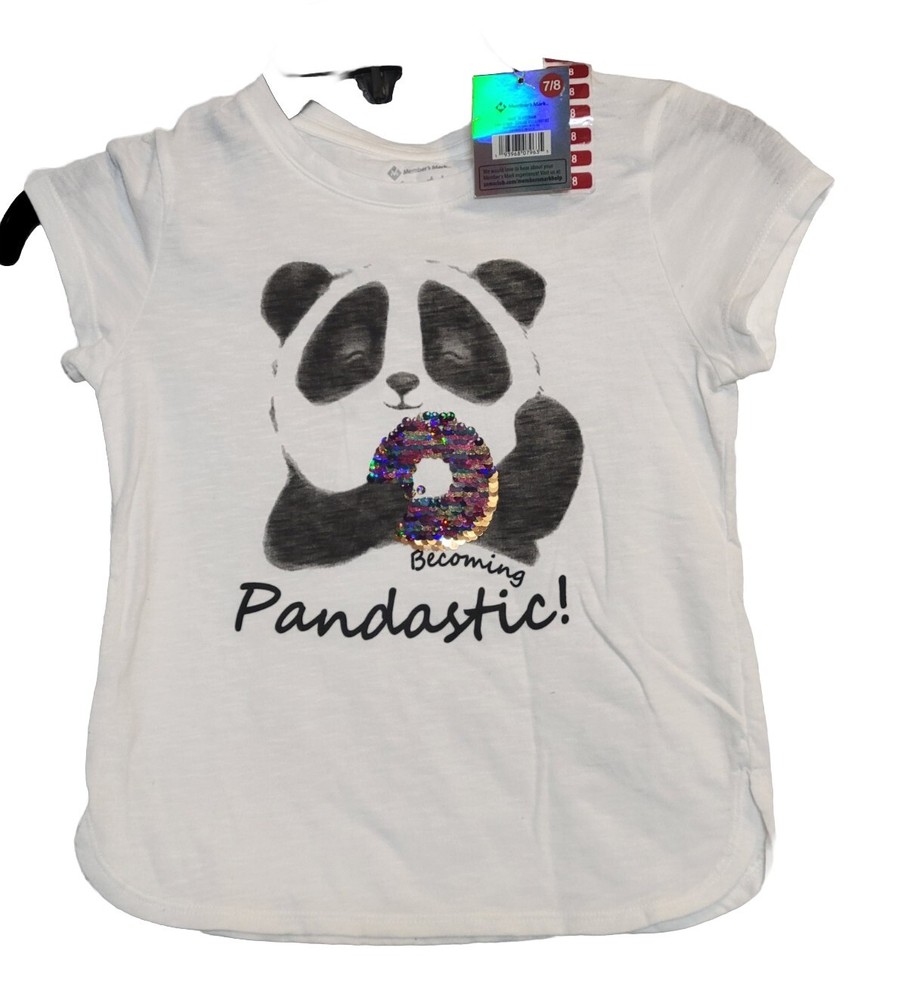 Members Mark Panda Short Sleeve Favorite Tee Shirt Size 7/8 NWT-image