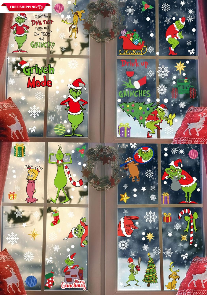 12 Sheets 217 Pcs Big Size Window Clings Christmas Window Clings Christmas Decor