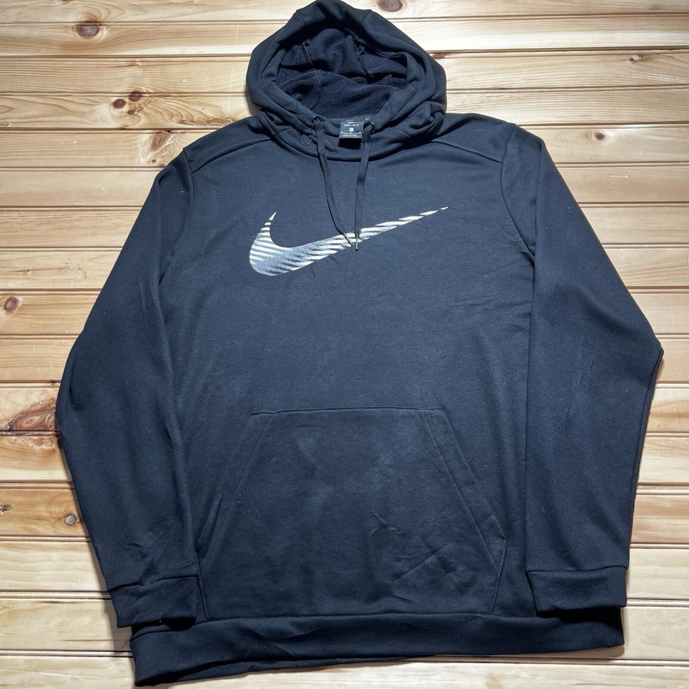 Nike | Dri Fit Hoodie Men's Size Large Black Swoosh Logo Pullover