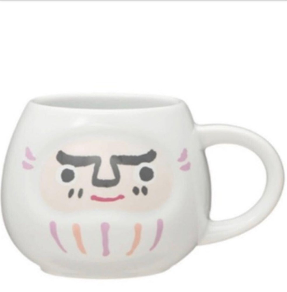 Starbucks White Daruma Mug 8oz Limited Edition New Year Lucky Charm-image