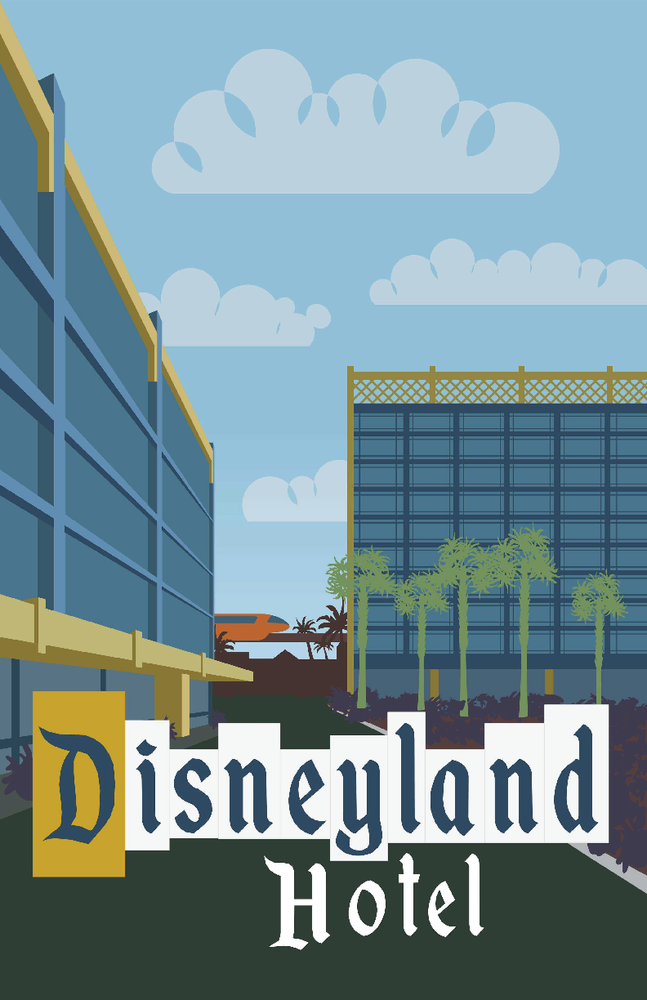 Disneyland Hotel Towers Monorail Daytime Poster Matte 13x19 Art Print