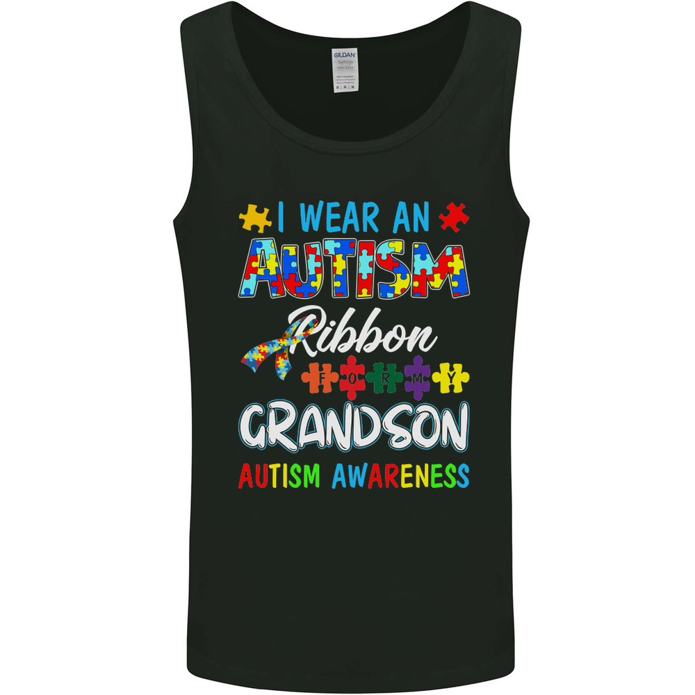 Autism Ribbon For My Grandson Autistic ASD Mens Vest Tank Top