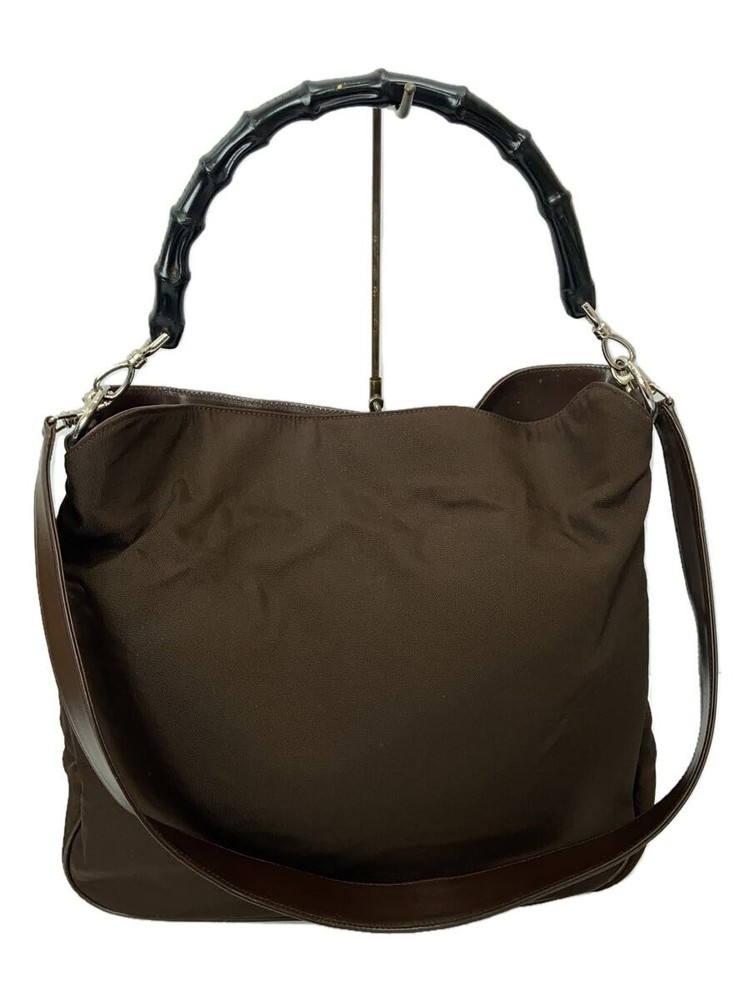 GUCCI Nylon Shoulder Bag with Bamboo Accents 2-Way Bottom Worn Design