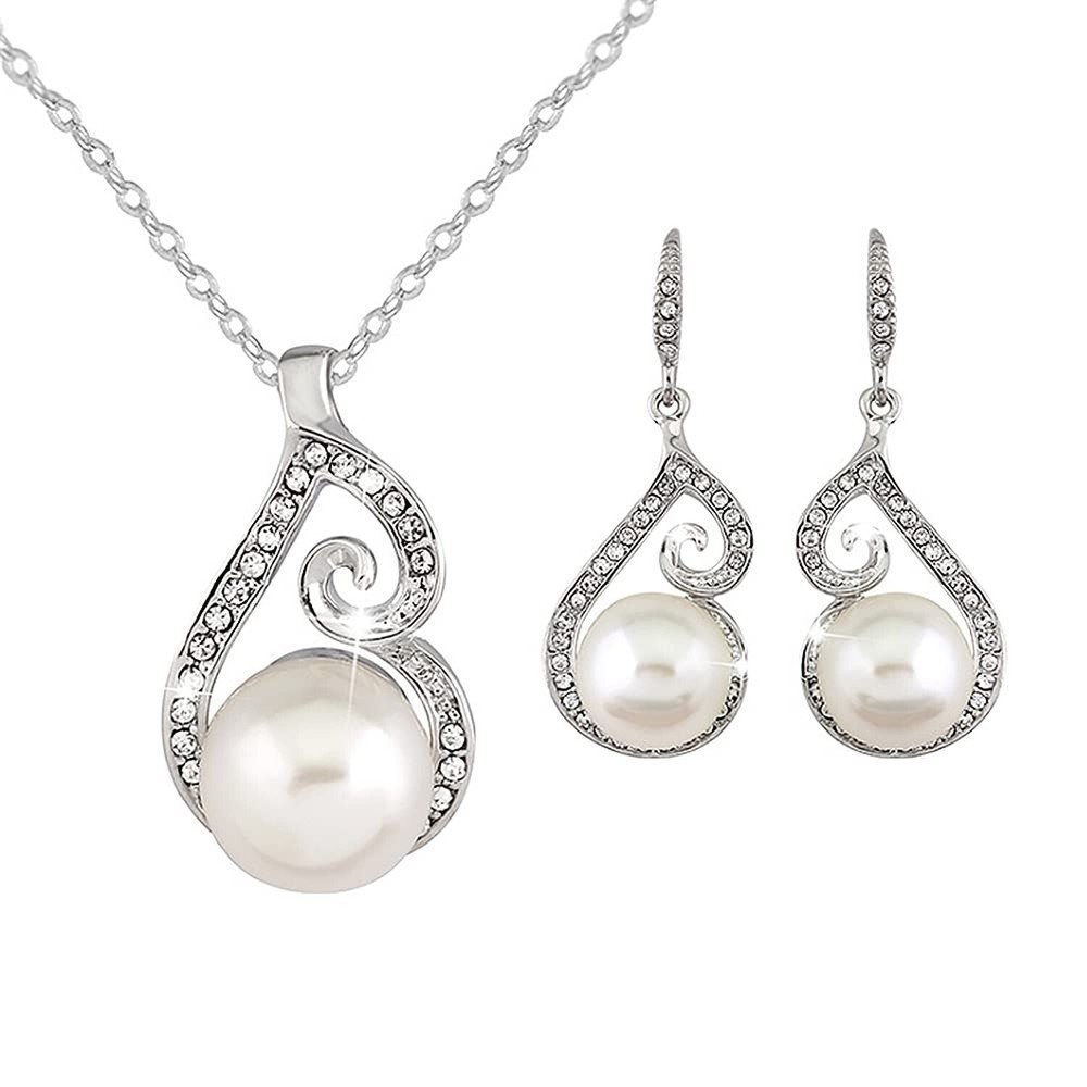 ABJFJE Fashion Y Shape Crystal Wedding Jewelry Set Flower Rhinestone Pendant ...